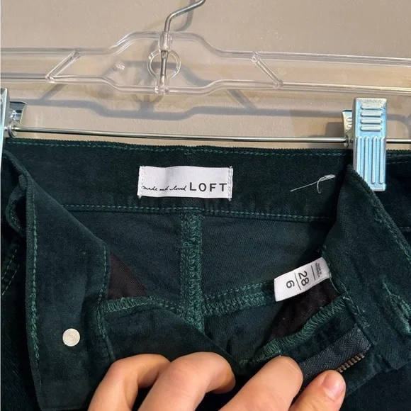 LOFT Deep Green Corduroy Trousers - Picture 3 of 7